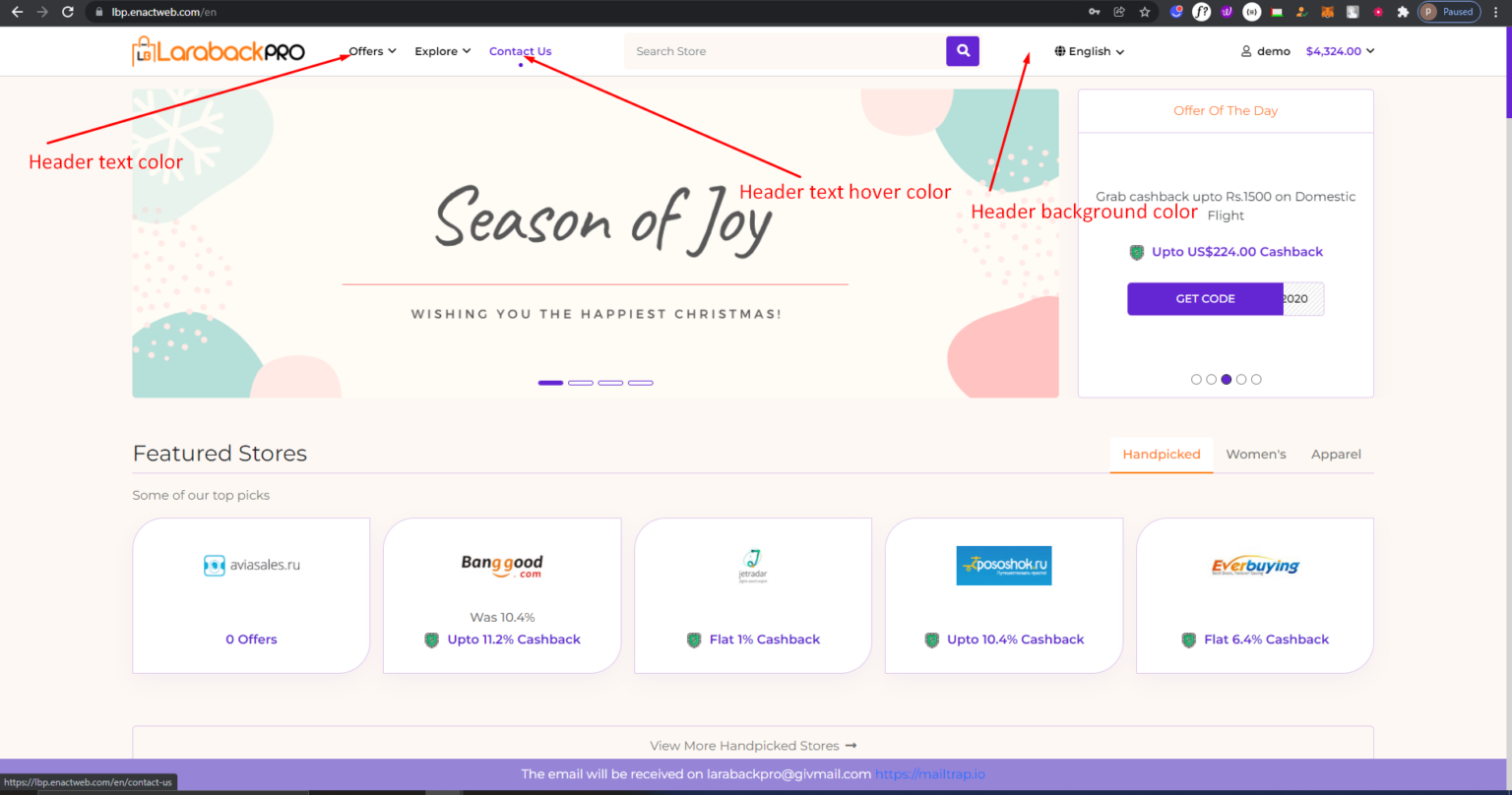 Laraback A guide on change header color EnactSoft